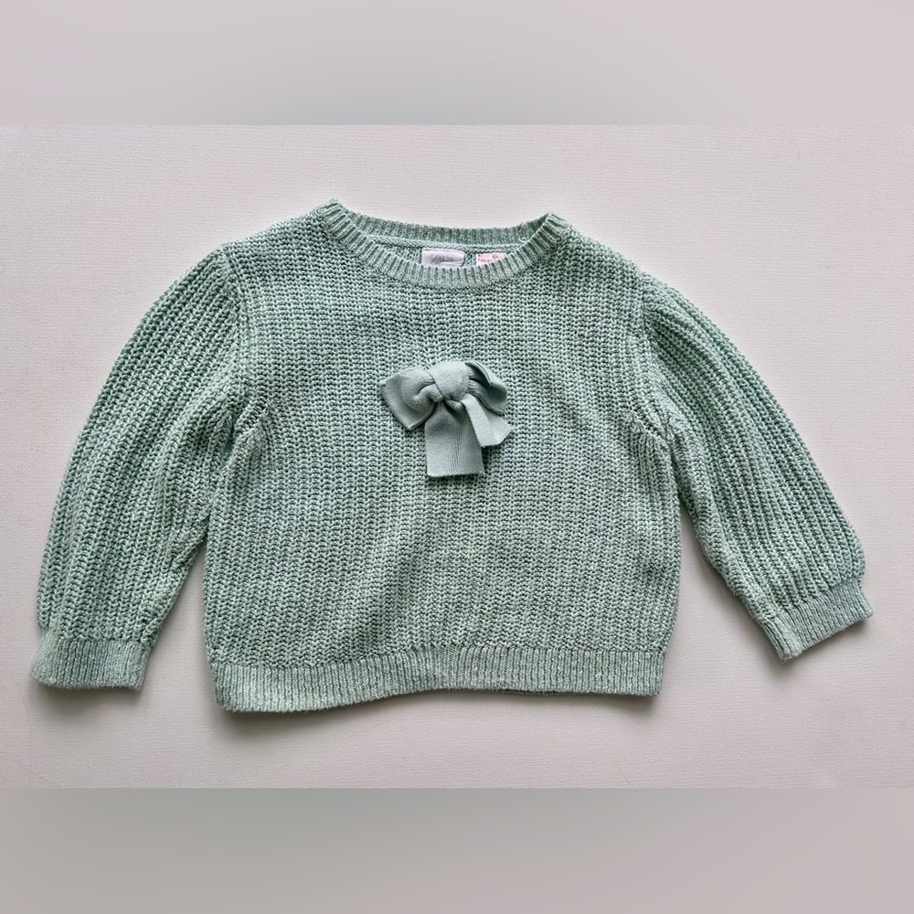 Zara girl’s cotton sweater with bow | color light green | size 18-24M.